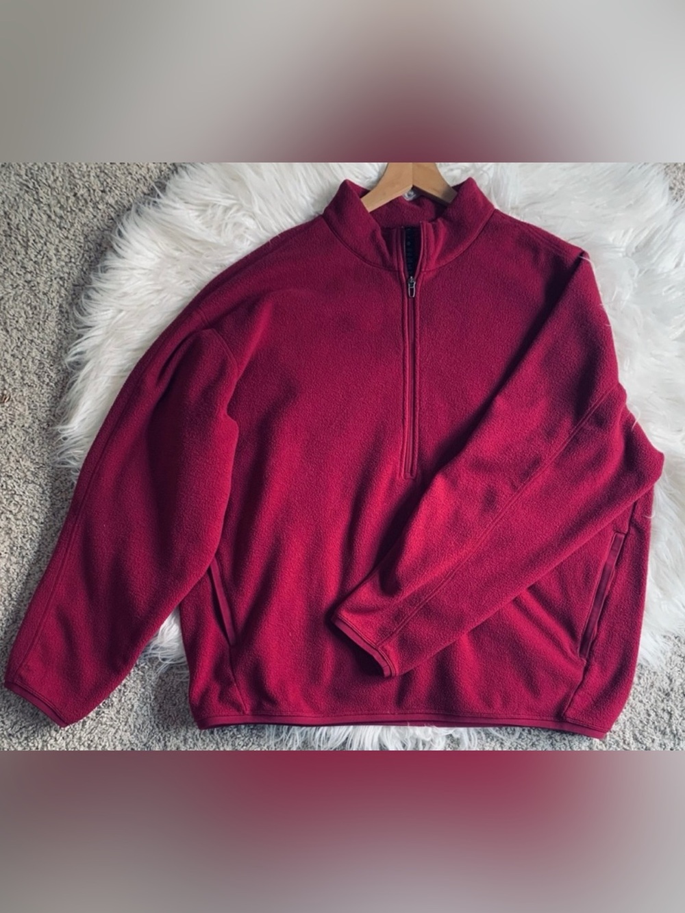 Lululemon Oversized Fit Fleece Half Zip Jacket Pomegranate Red Size XL